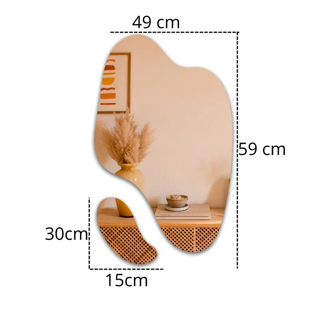 Espelho Orgânico Grande Elegance – Decorativo Abstrato Futurista (Kit com 2 Peças) – Liquidação