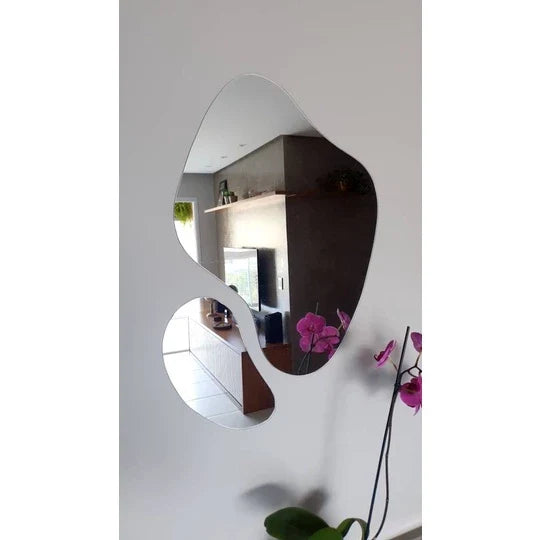 Espelho Orgânico Grande Elegance – Decorativo Abstrato Futurista (Kit com 2 Peças) – Liquidação
