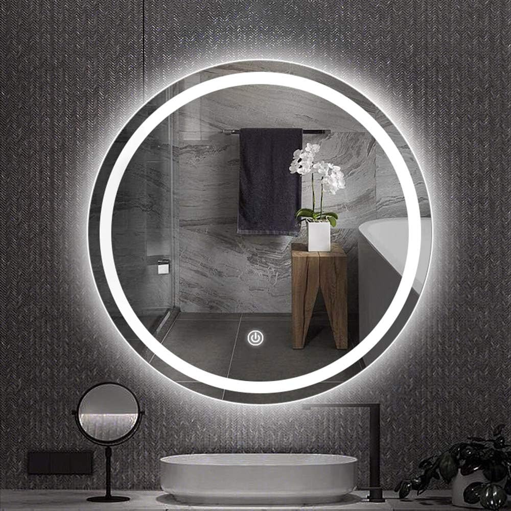 Espelho Redondo Arenado Iluminado com LED e Botão Touch – Liquidação