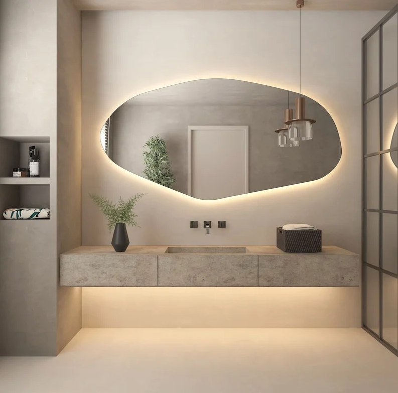 Espelho Orgânico Irregular com LED – 2,10 m x 0,80 m | Linha PRIME – Qualidade PREMIUM